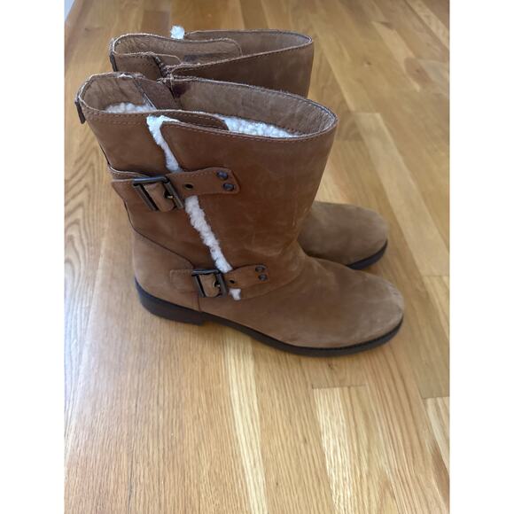 UGG Niels Boot In Water-resistant Chestnut Brien Leather. Size 11 Sherpa Lined - Picture 3 of 9